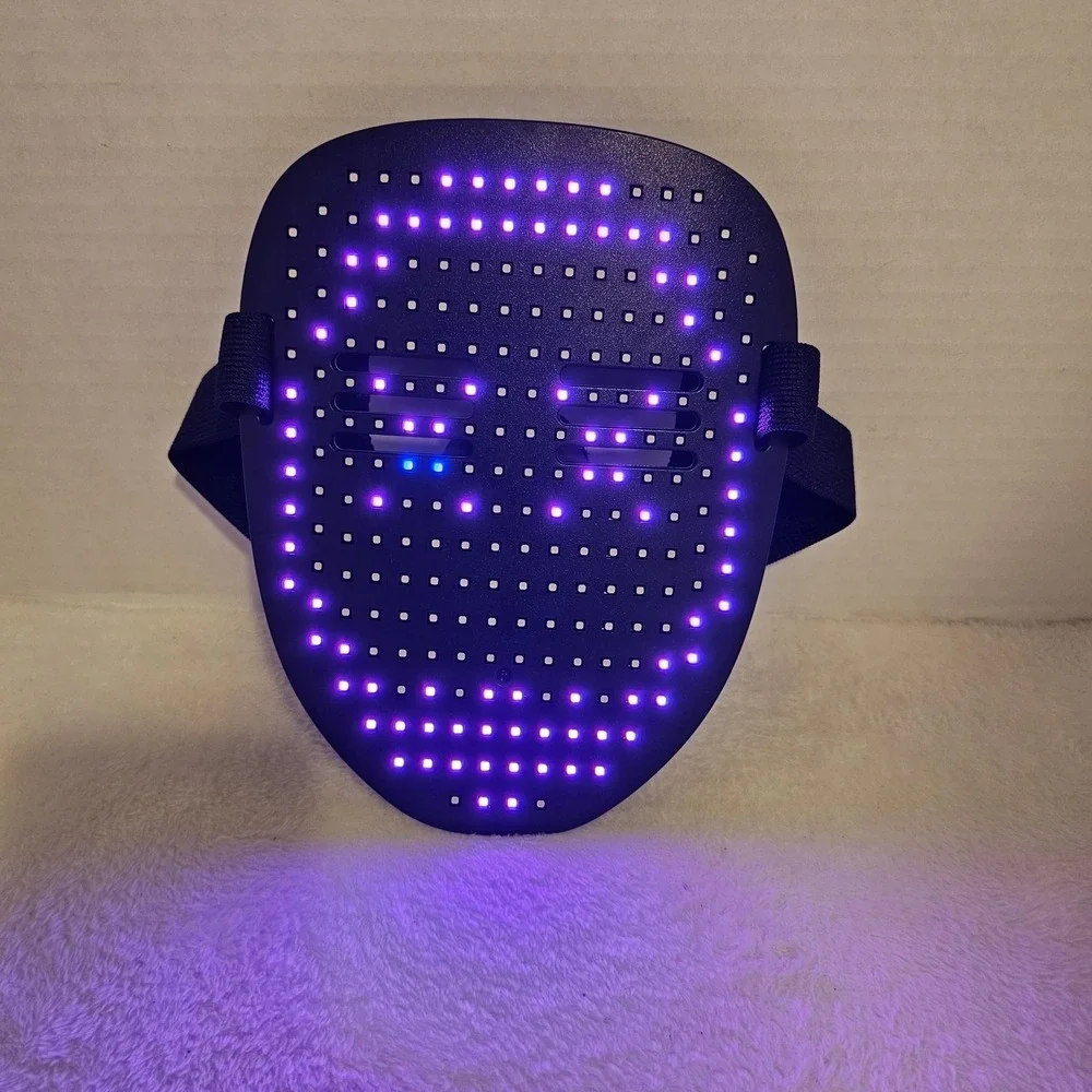 LED Face Mask - Adjustable Strap - USB Charge - Halloween Cosplay Multiple Modes